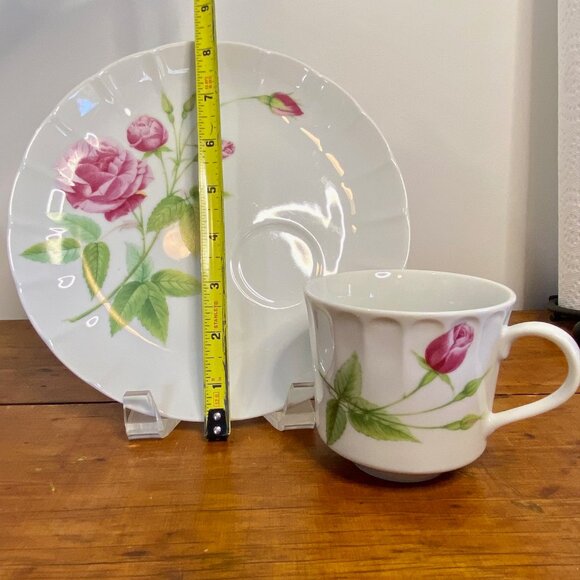 Lot of 4 (2 Sets) LORD & TAYLOR LUNCHEON PLATE & CUP FROM JAPAN - ROSE PATTERN - Picture 11 of 11